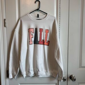 Women’s White FALL Graphic Sweatshirt. Size XL